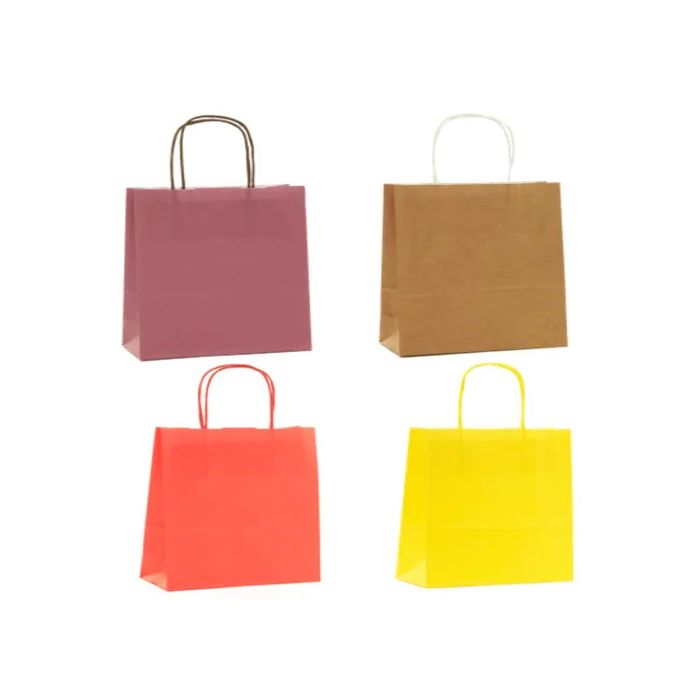 Sac kraft couleur à poignées torsadées