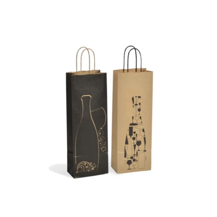 25 Pochettes kraft fantaisie pour bouteille blanc