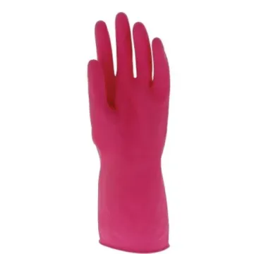 Gant ménage latex 30cm  Floqué coton Rose