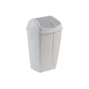 Poubelle plastique blanche à couvercle basculant